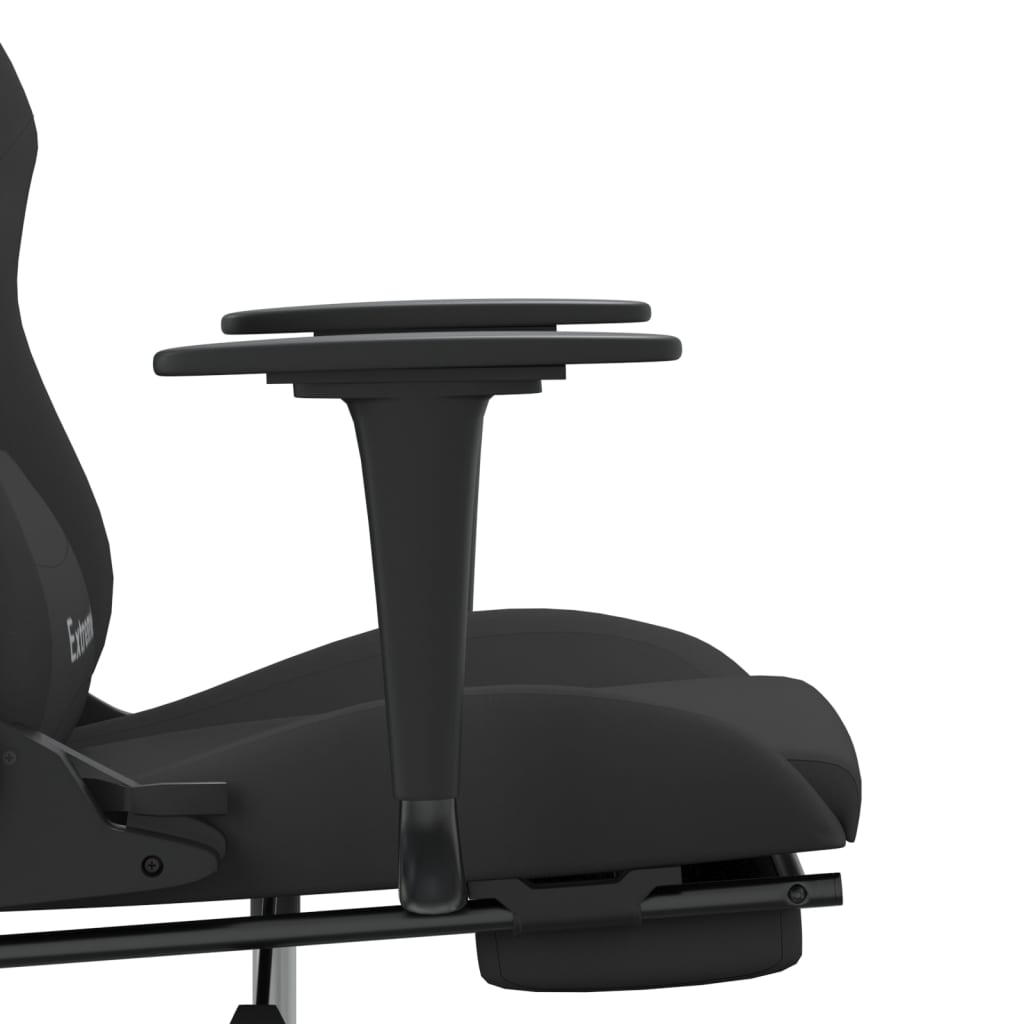 Gaming-Stuhl mit Fußstütze Schwarz Stoff