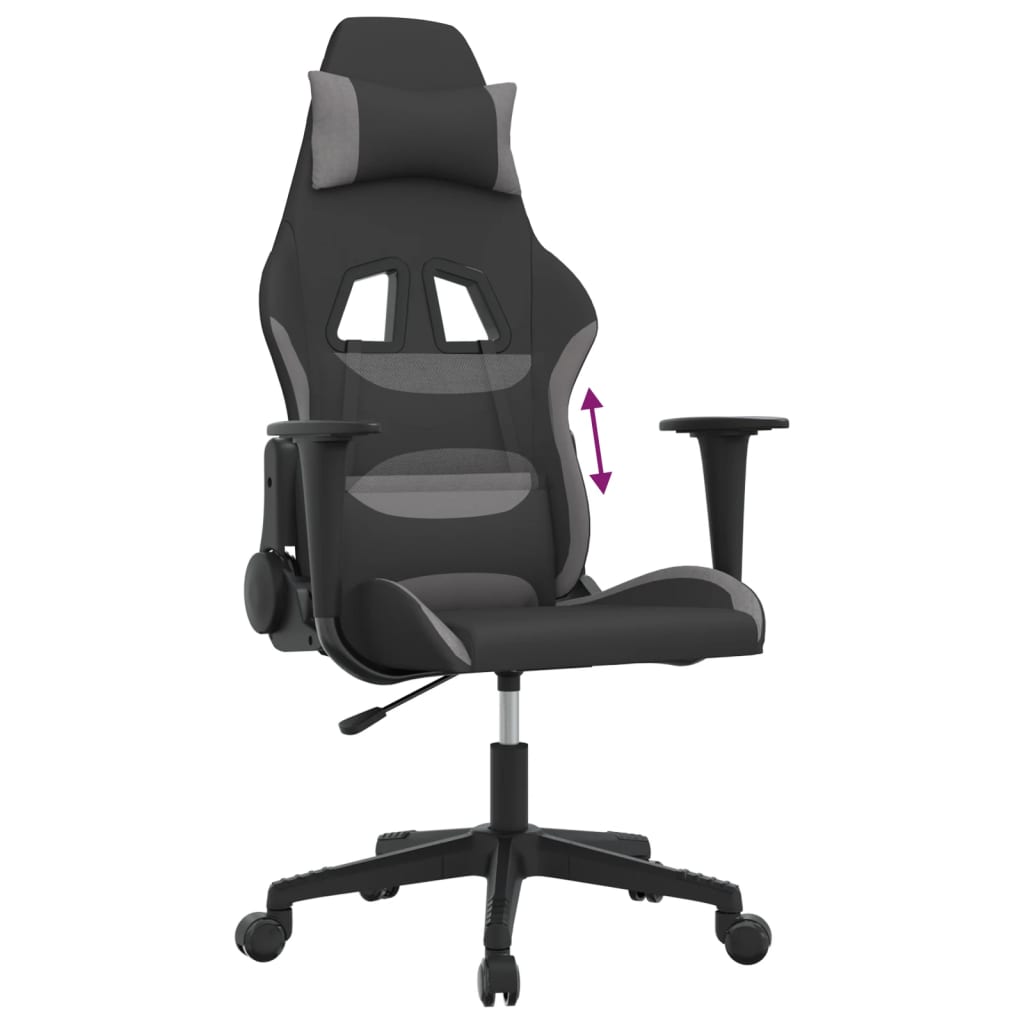 Gaming-Stuhl Schwarz und Hellgrau Stoff