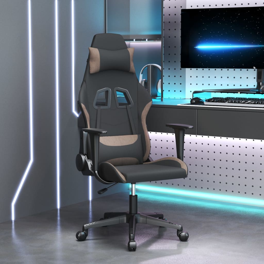 Gaming-Stuhl Schwarz und Taupe Stoff