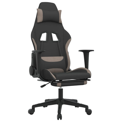 Gaming-Stuhl mit Fußstütze Schwarz und Taupe Stoff
