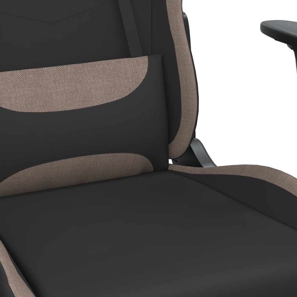 Gaming-Stuhl mit Fußstütze Schwarz und Taupe Stoff