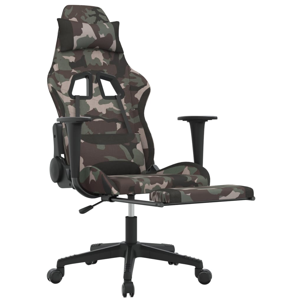 Gaming-Stuhl mit Fußstütze Tarnfarben und Schwarz Stoff