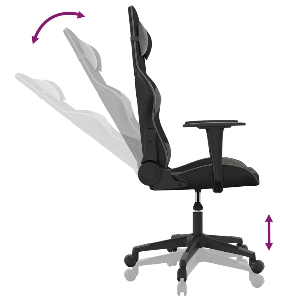 Gaming-Stuhl Schwarz und Grau Kunstleder