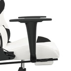 Gaming-Stuhl mit Fußstütze Weiß und Schwarz Kunstleder