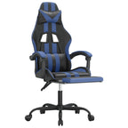 Gaming-Stuhl mit Fußstütze Schwarz und Blau Kunstleder