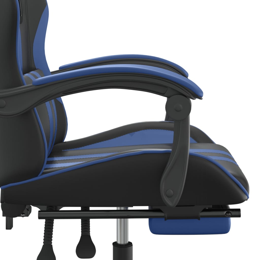 Gaming-Stuhl mit Fußstütze Schwarz und Blau Kunstleder