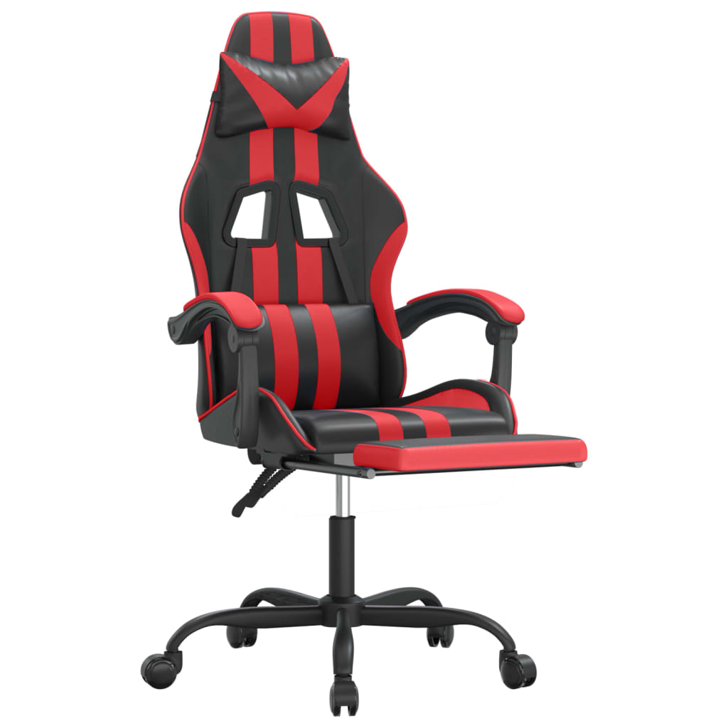Gaming-Stuhl mit Fußstütze Schwarz und Rot Kunstleder