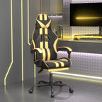 Gaming-Stuhl mit Fußstütze Schwarz und Golden Kunstleder