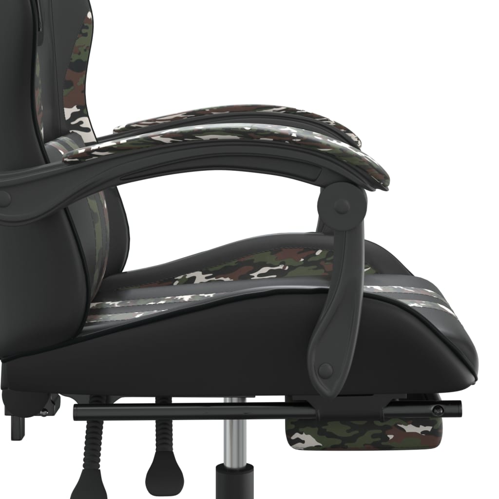 Gaming-Stuhl mit Fußstütze Schwarz und Tarnfarben Kunstleder