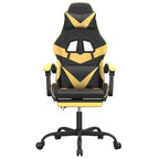 Gaming-Stuhl mit Fußstütze Schwarz und Golden Kunstleder