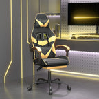 Gaming-Stuhl mit Fußstütze Schwarz und Golden Kunstleder