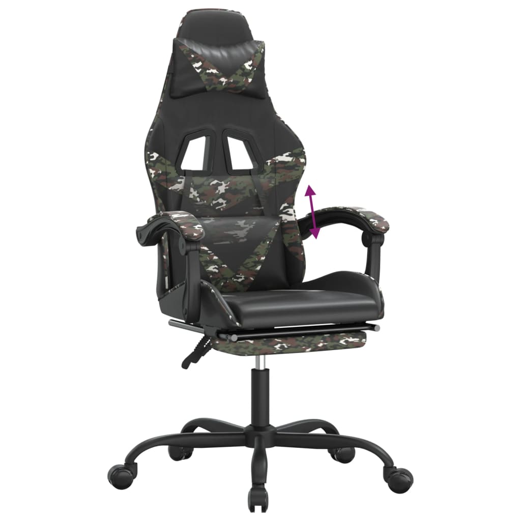 Gaming-Stuhl mit Fußstütze Schwarz und Tarnfarben Kunstleder