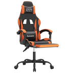 Gaming-Stuhl mit Fußstütze Schwarz und Orange Kunstleder