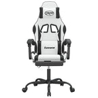 Gaming-Stuhl mit Fußstütze Weiß und Schwarz Kunstleder