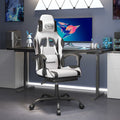 Gaming-Stuhl mit Fußstütze Weiß und Schwarz Kunstleder
