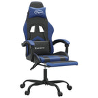 Gaming-Stuhl mit Fußstütze Schwarz und Blau Kunstleder