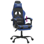 Gaming-Stuhl mit Fußstütze Schwarz und Blau Kunstleder