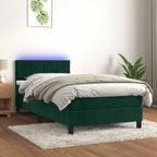 Boxspringbett mit Matratze & LED Dunkelgrün 80x200 cm Samt