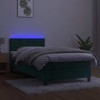 Boxspringbett mit Matratze & LED Dunkelgrün 90x190 cm Samt