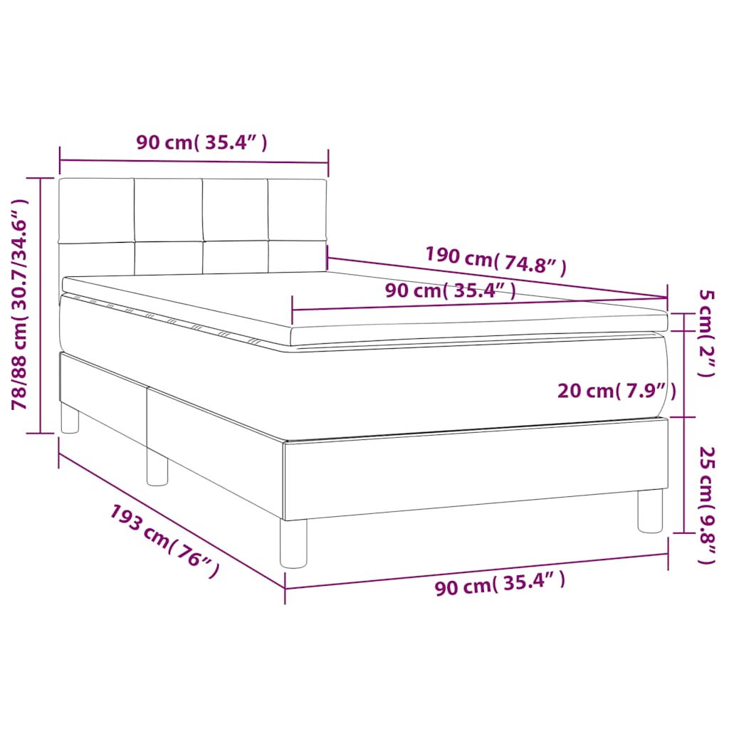 Boxspringbett mit Matratze & LED Dunkelgrün 90x190 cm Samt