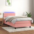 Boxspringbett mit Matratze & LED Rosa 100x200 cm Samt