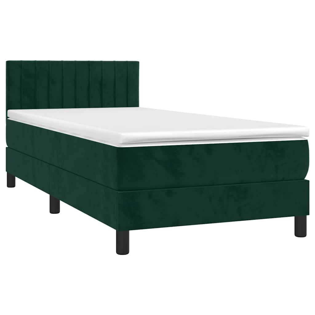 Boxspringbett mit Matratze & LED Dunkelgrün 90x190 cm Samt
