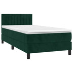 Boxspringbett mit Matratze & LED Dunkelgrün 90x200 cm Samt