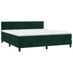 Boxspringbett mit Matratze & LED Dunkelgrün 160x200 cm Samt