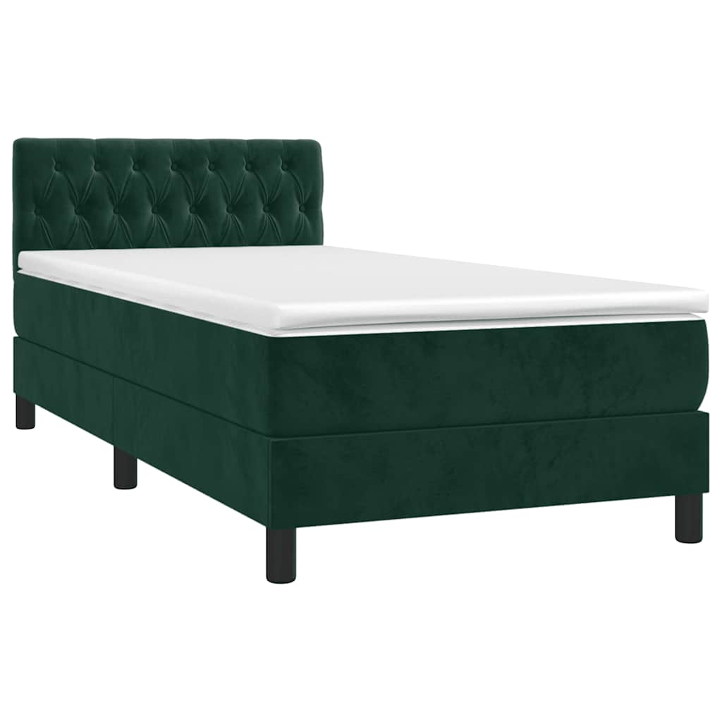Boxspringbett mit Matratze & LED Dunkelgrün 80x200 cm Samt