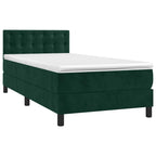 Boxspringbett mit Matratze & LED Dunkelgrün 80x200 cm Samt