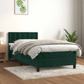 Boxspringbett mit Matratze & LED Dunkelgrün 90x190 cm Samt