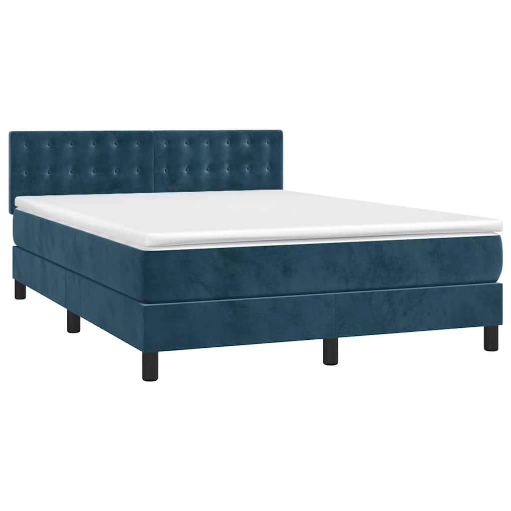 Boxspringbett mit Matratze & LED Dunkelblau 140x190 cm Samt