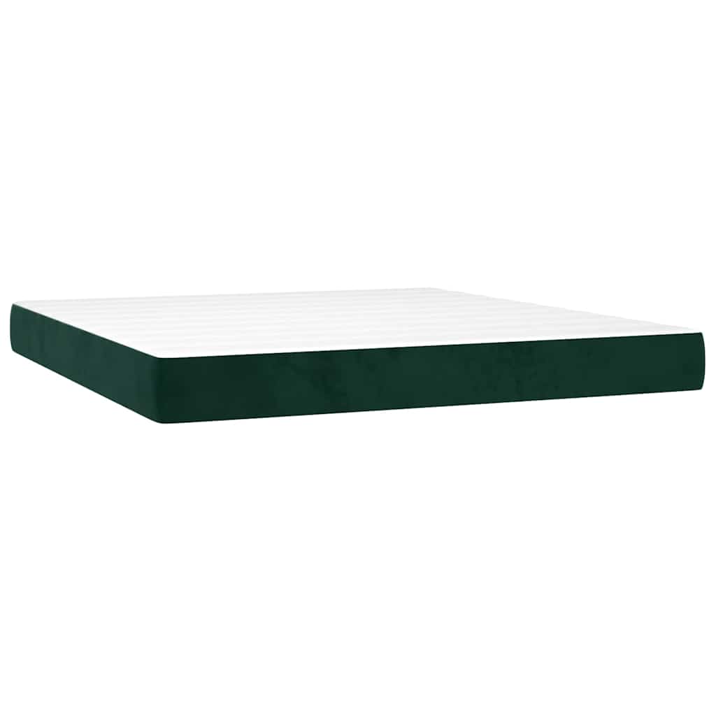 Boxspringbett mit Matratze & LED Dunkelgrün 180x200 cm Samt