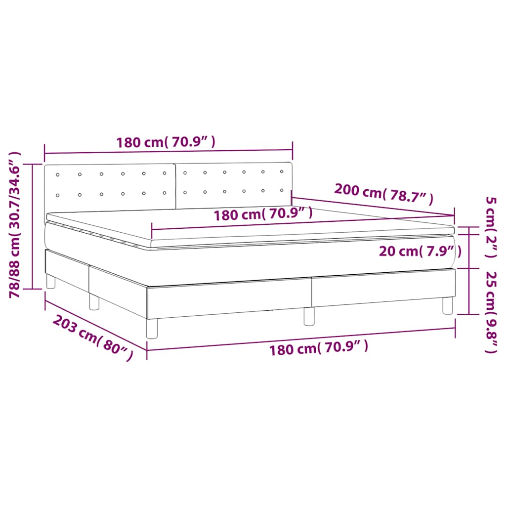 Boxspringbett mit Matratze & LED Dunkelblau 180x200 cm Samt