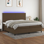 Boxspringbett mit Matratze & LED Dunkelbraun 200x200 cm Stoff