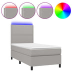 Boxspringbett mit Matratze & LED Hellgrau 90x200 cm Stoff