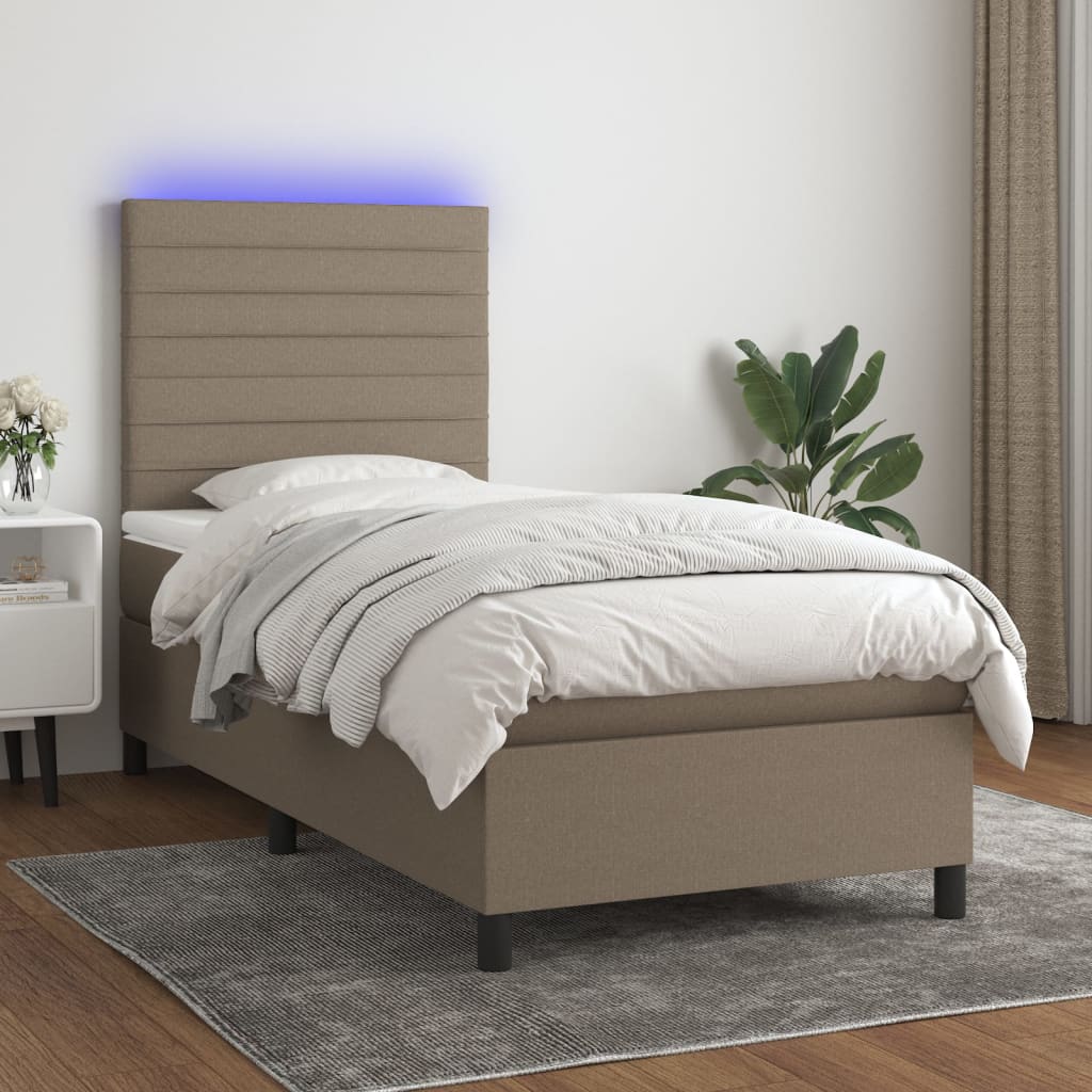 Boxspringbett mit Matratze & LED Taupe 80x200 cm Stoff