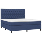 Boxspringbett mit Matratze & LED Blau 160x200 cm Stoff