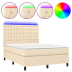 Boxspringbett mit Matratze & LED Creme 140x190 cm Stoff