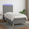 Boxspringbett mit Matratze & LED Dunkelgrau 90x190 cm Stoff