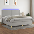 Boxspringbett mit Matratze & LED Hellgrau 200x200 cm Stoff