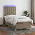 Boxspringbett mit Matratze & LED Taupe 90x190 cm Stoff