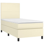 Boxspringbett mit Matratze & LED Creme 90x200 cm Kunstleder
