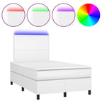 Boxspringbett mit Matratze & LED Weiß 120x200 cm Kunstleder