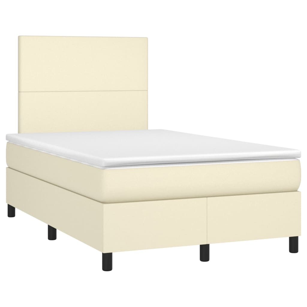 Boxspringbett mit Matratze & LED Creme 120x200 cm Kunstleder