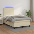 Boxspringbett mit Matratze & LED Creme 120x200 cm Kunstleder