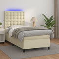Boxspringbett mit Matratze & LED Creme 80x200 cm Kunstleder