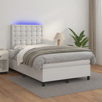 Boxspringbett mit Matratze & LED Weiß 120x200 cm Kunstleder