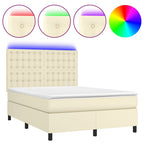 Boxspringbett mit Matratze & LED Creme 140x190 cm Kunstleder