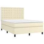 Boxspringbett mit Matratze & LED Creme 140x190 cm Kunstleder